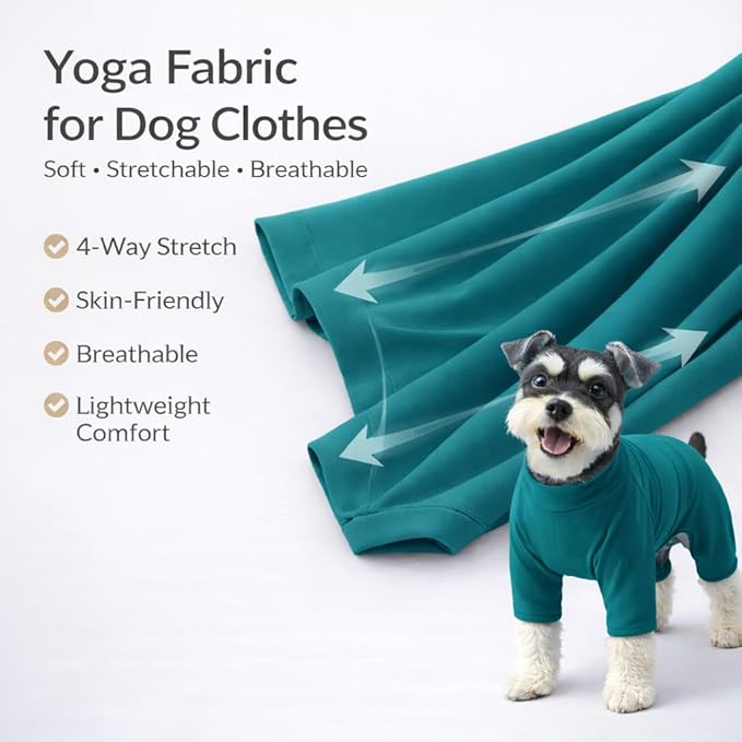 Lovelonglong Dog Full Bodysuit – Stretchy Yoga Fabric 4-Leg Dog Pajamas, Breathable & Lightweight Dog Onesie for Indoor & Outdoor, Shedding Control & Travel Wear