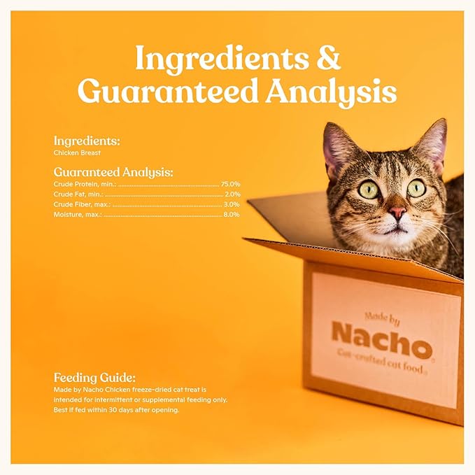 Made by Nacho Freeze-Dried Chicken Breast Meal Topper, Mixer or Treat 3.5oz | High Protein, Pure Chicken Ingredients | Premium Cage-Free Chicken Breast | Crunchy Texture