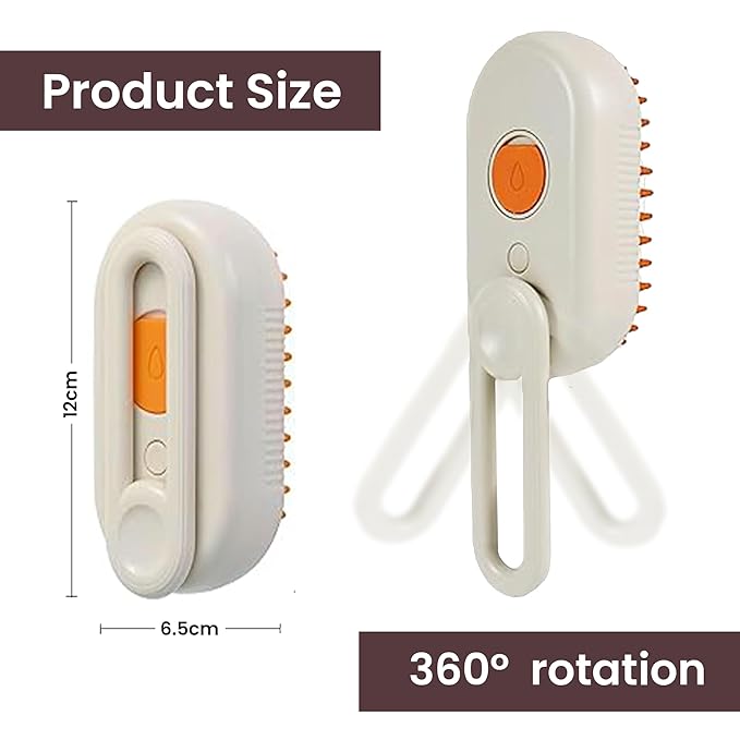 4 in 1 Cat Steam Brush, Pet Hair Cleaning Comb for Shedding & Grooming, Water Sprayer for Long & Short Haired Pets, Silicone Massage Brush for Cat & Dog, Tangled & Hair Loss Remover
