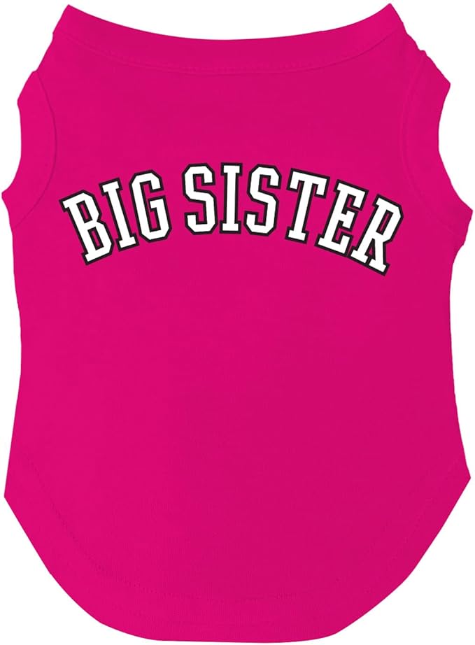 Big Sister Dog Tee Shirt | Sleeveless | Sizes for Puppies, Toys and Large Breeds (Hot Pink, Small 895)