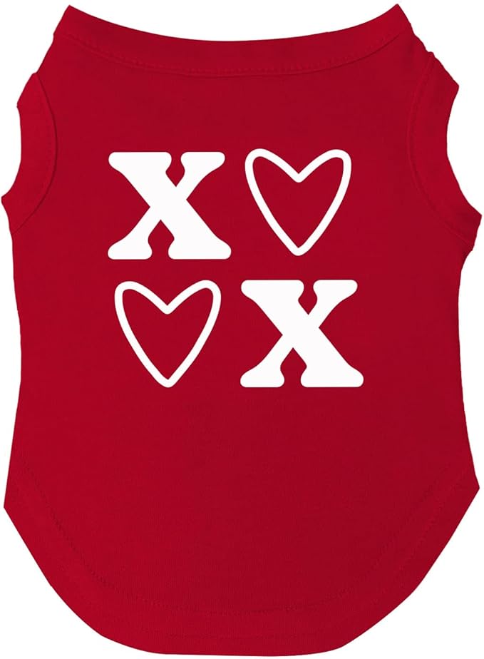 XOXO Valentine's Day Dog Tee Shirt | Sleeveless | Sizes for Puppies, Toys and Large Breeds (Red, 5X-Large 978)