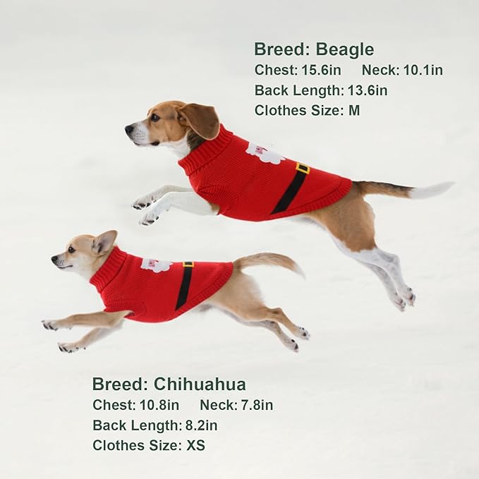Dog Sweater Knitted for Small to Large Dogs Boy Girl, Classic Turtleneck Dog Christmas Sweaters, Warm & Soft Pet Clothes for Winter (Santa Claus, M)