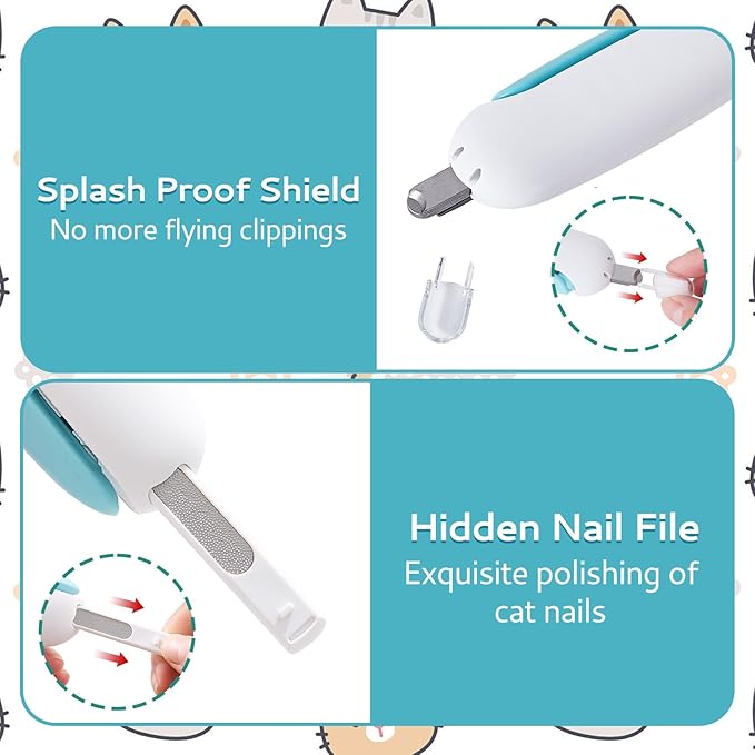 Cat Nail Clipper Adjustable Size, Cat Claw Clippers with 3-Size Trimming Hole & Hidden Nail File Round Hole Blade Pet Grooming Tool for Kittens & Indoor Cats