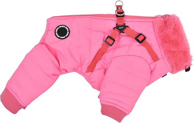 Puppia Everson Dog Jumpsuit Winter Season Intrgrated Harness for Small and Medium Dogs, Pink, Small