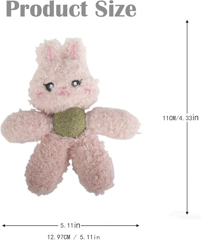 Cat Toys with Catnip Kitten Chew Bite Supplies Boredom Relief Fluffy Kitty Teeth Cleaning Chewing Cat Lovers Interactive Plush Gift (Tiger&Panda)
