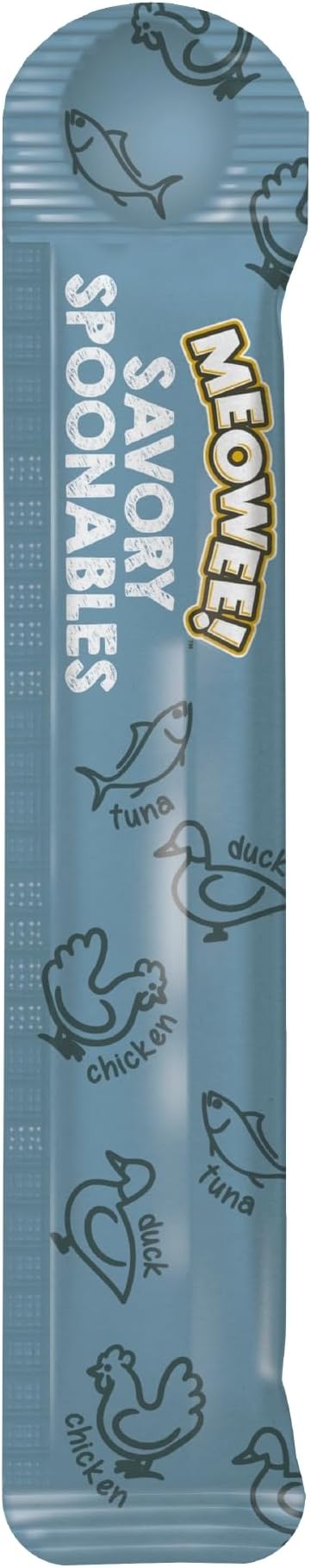 MEOWEE! Savory Spoonables with Real Tuna, Chicken & Duck, 4 Count Tube, Triple Flavor Squeezable Lickable Wet Treats for Cats with Built-in Spoon for Less Mess (Pack of 2)