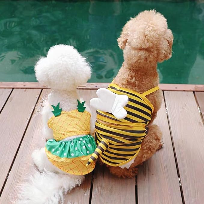 Funny Dog Swimwear Bikini Summer Dog Clothes Beach Swimsuit Puppy Bathing Suit Puppy Vest Cooling Pet Shirt for Small Dogs, Cat Apparel (X-Large, Yellow Bee)