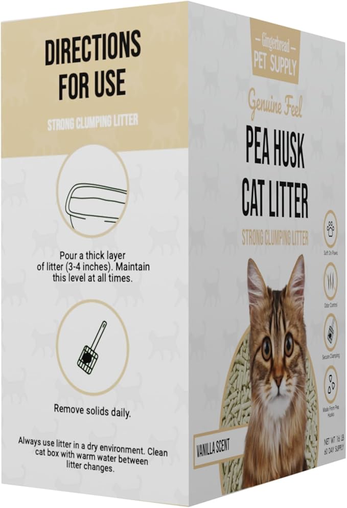 Premium Pea Husk Scented Cat Litter for Happy and Healthy Cats. (Vanilla)(15 lbs)