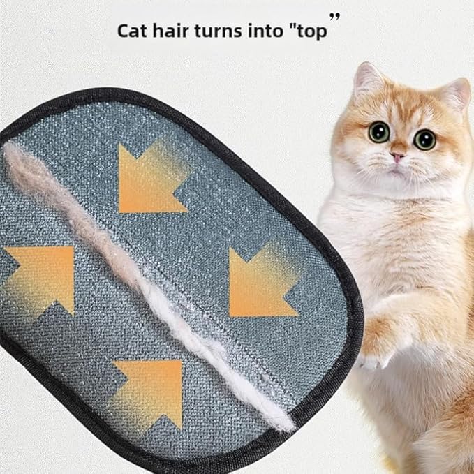 2-in-1 Electrostatic Pet Grooming & Hair Removal Glove, Double-Sided Design for Cats & Dogs, Upgraded Static Technology, Works on Carpet/Sofa/Clothing, Pet Care Tool