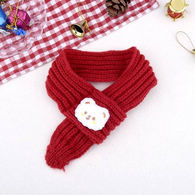 Cat Dog Christmas Knitted Scarf Pet Holiday Accessories for Dogs Cats Neck Warmer Dog Festival Outfit Decor Warm Cat Winter Bandana Puppy Neckerchief Pet Costumes for Dogs Cats Xmas Clothes Apparel