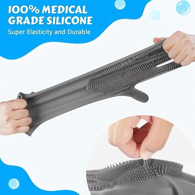 Pet Grooming Gloves for Dogs & Cats, Silicone Deshedding Brush, Gentle Fur Remover, Bathing & Massage Gloves. 3 Colors Variation (Gray)