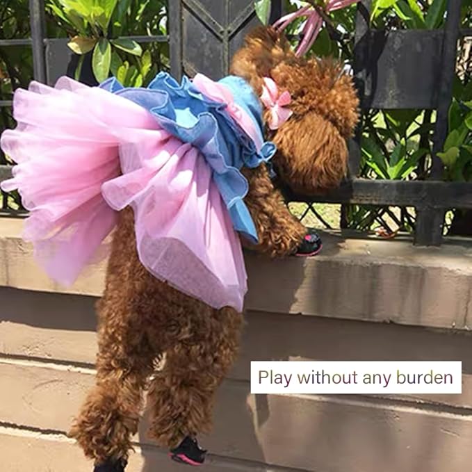 ANIAC Pet Denim Dress with Cute Bow-Knot Comfy Vest Skirt Lace Trim Tutu Summer Spring Clothes for Cats and Small Dogs (XX-Large)