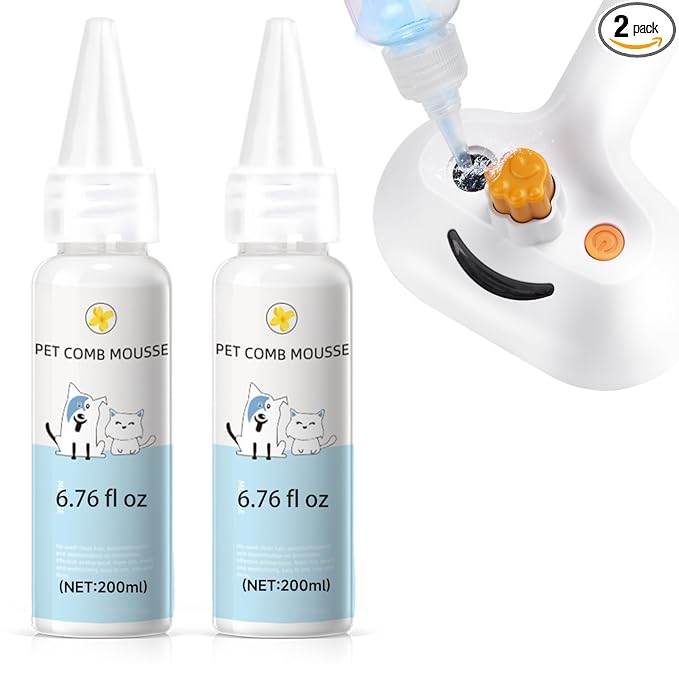 Pet Steam Brush for Dog & Cat – 3-in-1 Spray Hair Removal for Grooming, Softens Fur & Reduces Static 2*Shampoo(Steam Brush not Included)