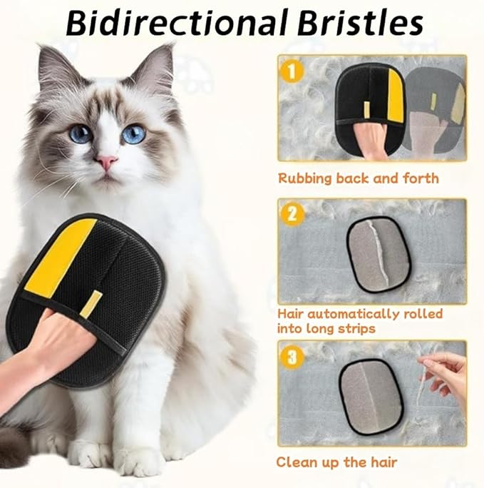 Electrostatic Pet Hair Removal Gloves for Cats & Dogs Newly Upgraded Magic Brush Cat Hair Remover Quick Wiping - Reusable & Washable Pet Hair Remover Tool for Clothing, Couch, Carpet, Car Seat