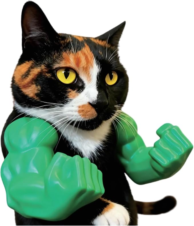 Cat Muscle Arms, Funny Pet Costume Accessory, Novelty Dress Up Props for Photos and Parties, Hilarious Cat Cosplay Gift (Green)