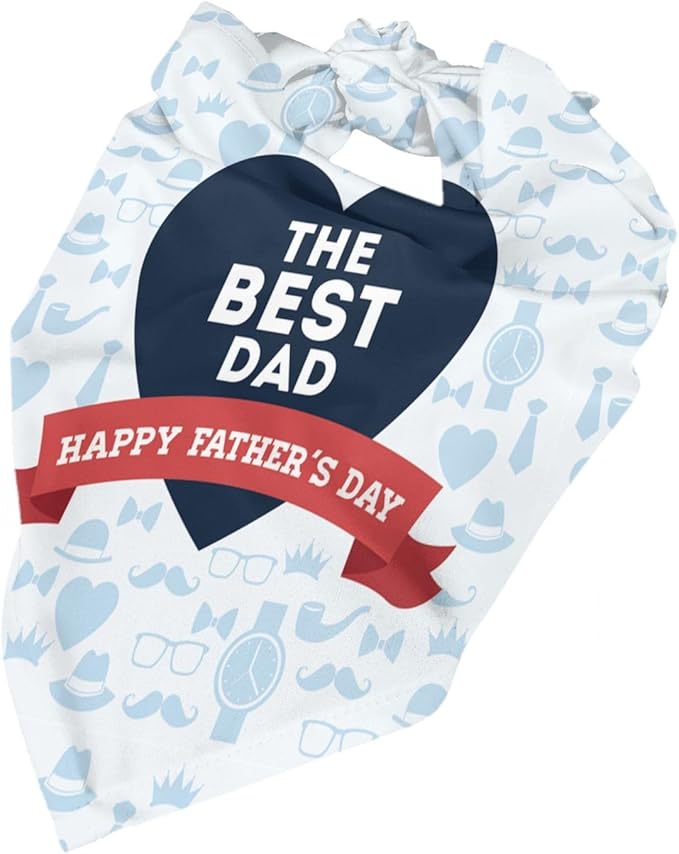 Happy Father's Day Dog Bandana Adjustable Reversible Triangle Dog Scarf Scarves Pet Bibs Costume Accessory Decor for Cats