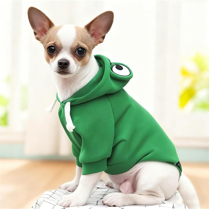 Pet Clothing Dog Transformation Frog Hoodie Autumn and Winter Warm Small Large Dog Method Dou Cat Bullfighting Clothes (Frog,M)