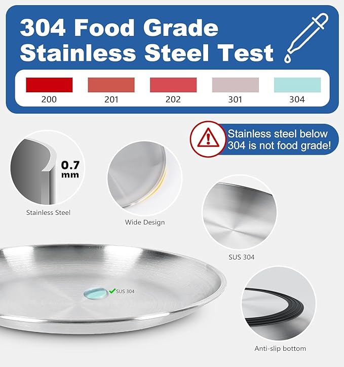 Supet Cat Plates for Wet Food, Non Slip Whisker Friendly Food Bowls, Stainless Steel Shallow Wide Dishes for Indoor Cats (13Oz, 10Pcs)