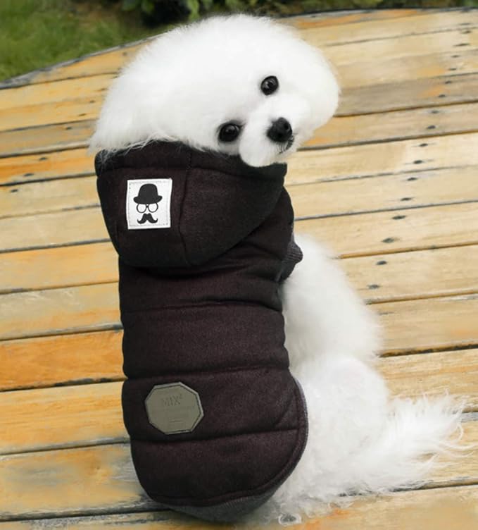 Dog Coat Rdc Pet Hoodie Cold Weather Coats Warm Dog Apparel Winter Thick Clothes Dog Cozy Jacket for Small Dog Medium Cat (S, Black)