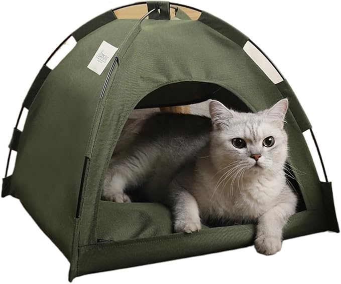 SBTRKT Pet Tent Bed Cats House Supplies Products Accessories Warm Cushions Furniture Sofa Basket Beds Winter Clamshell Kitten Tents Cat (Color : Green, Size : S 35x35cm)