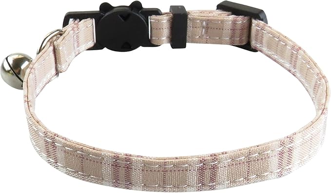 Cat Collar with Bow Tie and Bell, 2 Pack Breakaway Plaid Bowtie Cat Collar for Kitty, Cats, Puppy and Kittens, Khaki&Yellow
