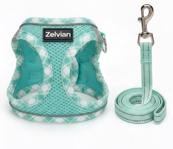 Cat Harness and Leash Set for Walking, Escape Proof Adjustable Soft Mesh Kitten Harness with Reflective Strips, Breathable No-Choke Pet Vest for Small Cats or Puppies(Green,XXS)