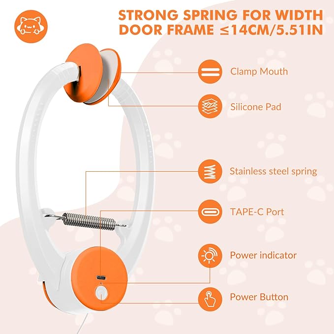 Wortade Interactive Cat Toys for Indoor Cats, Automatic Electric Flying Bird Feather Wand Toy, Rechargeable Electric Exercise Feather Toy for Bored Kittens and Adult Cats, Orange