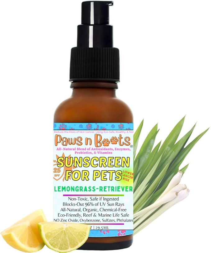 Non-Toxic Sunscreen for Pets, Protective Barrier Cream Non-Toxic Easy to Apply Formula Moisturize & Rejuvinate Cracked Paw Pads, Nose, or Skin. Supports Tissue Growth PawsnBoots Lemongrass