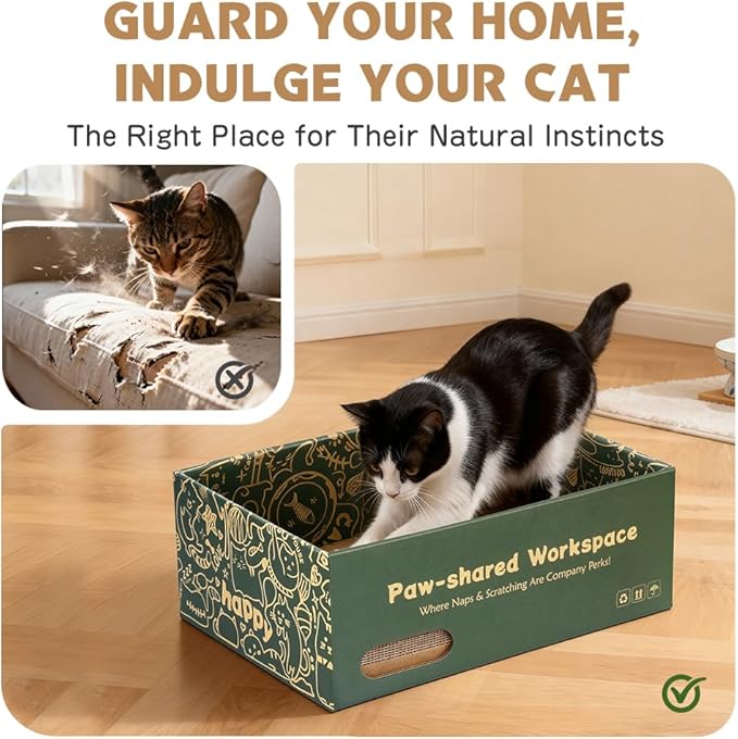 6 Pack Cat Scratch Pad with Nested Boxes, Space-Saving Cat Scratcher Set, Reversible Pads with 2 Lounge Beds for Indoor Cats & Kittens