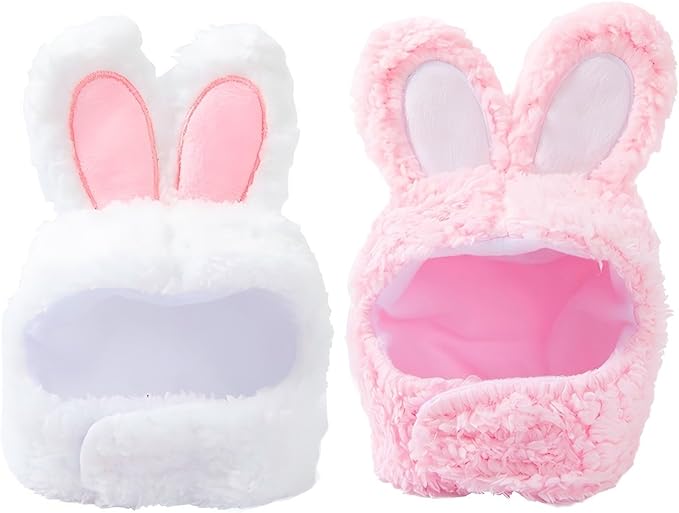 Rabbit Ears Hat for Cats & Small Dogs - Adjustable Plush Bunny Costume Headband for Easter, Halloween & Pet Party Dress Up (Pink)