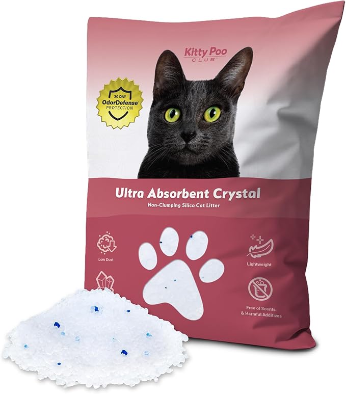 Kiity Poo Club Crystal Silica Cat Litter – Lightweight, Low-Dust, Fast-Absorbing Litter with Extended Odor Protection