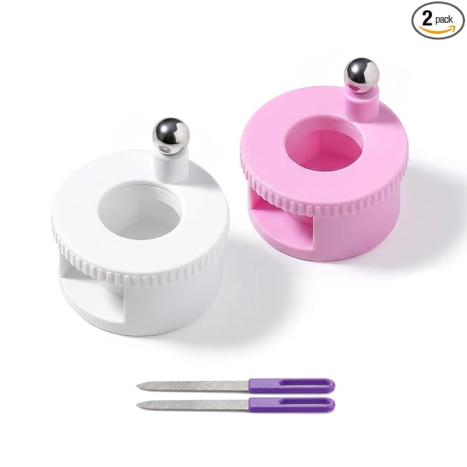 2 Pack-Rotating Cat Eye Magnet, Cat Eye Nail Magnet with N40 Strong Force for Glass Bead, Low Powder, Large Particle Gels, 360° Rotation for DIY and Salon (Pink and White)