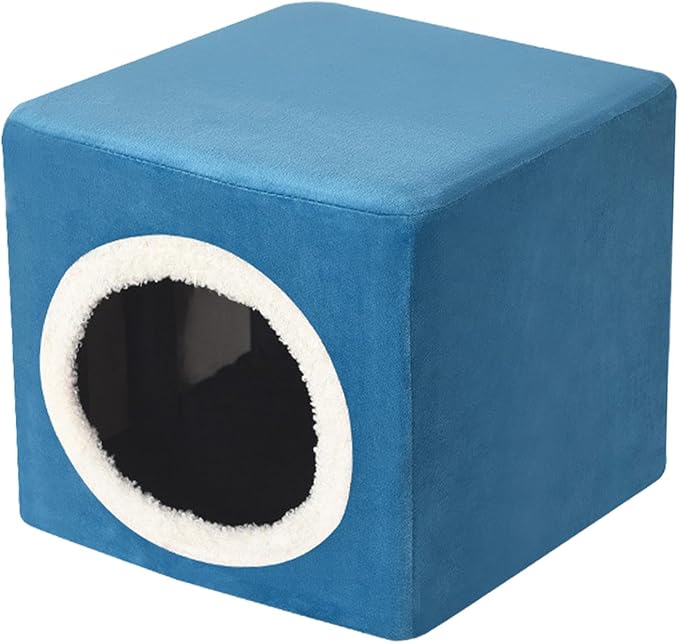 Baoblaze Cat House Cat Bed for Hideaway Furniture Sturdy Covered Cat Bed Cave Pet Condo for Cats Exercising Sleeping, Blue