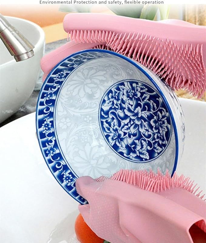Pet Grooming Gloves Silicone Gloves with High-Density Teeth Enhanced Five Finger Design for Dogs Cats Bathing Massaging (Blue)