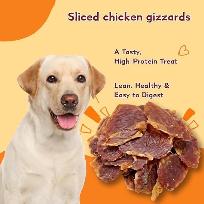 All-Natural Chicken Gizzards for Dogs, A Nutrient-Dense and High-Protein Single Ingredient Treat for All Breeds, Grain-Free,1.76 Pound