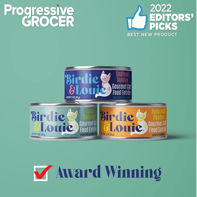 Birdie & Louie Wet Cat Food Variety Pack of Tuna Flavors | 6 Cans of 5 Different Tuna Flavors | All Natural Ingredients, Grain Free | 3 Oz Cans, Bulk Case of 30 Cans