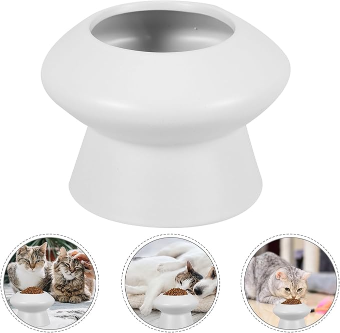 Ceramic Pet Water Feeder Raised Bowl High Feet Feeding Pet Bowl for Dogs and Flat-Faced Cats Neck Protection Random Color