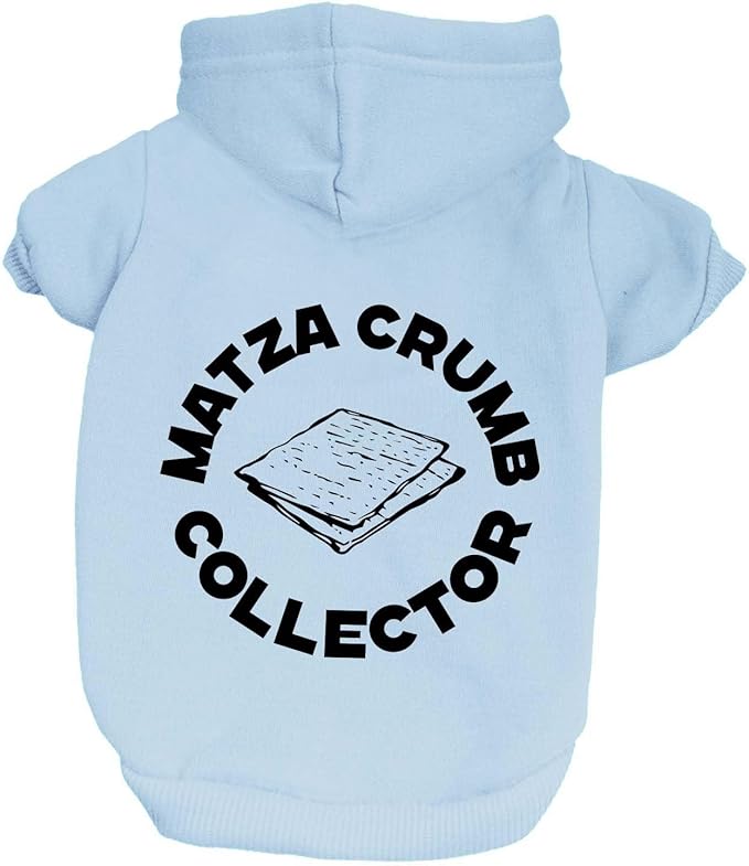 Matza Crumb Collector Dog Hoodie | Fleece Lined |Leash Hole| Passover Jewish Holiday | Funny Protoshoot Prop|Baby Blue, X-Large (1246)