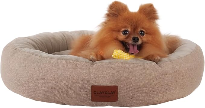 CLAYCLAY Cozy Round Cat Bed – Soft, Comfortable Cushion for Cats & Kittens – Non-Slip, Machine Washable, Plush Sleep Bed for Cats, Ideal for Resting & Napping up to 30lbs