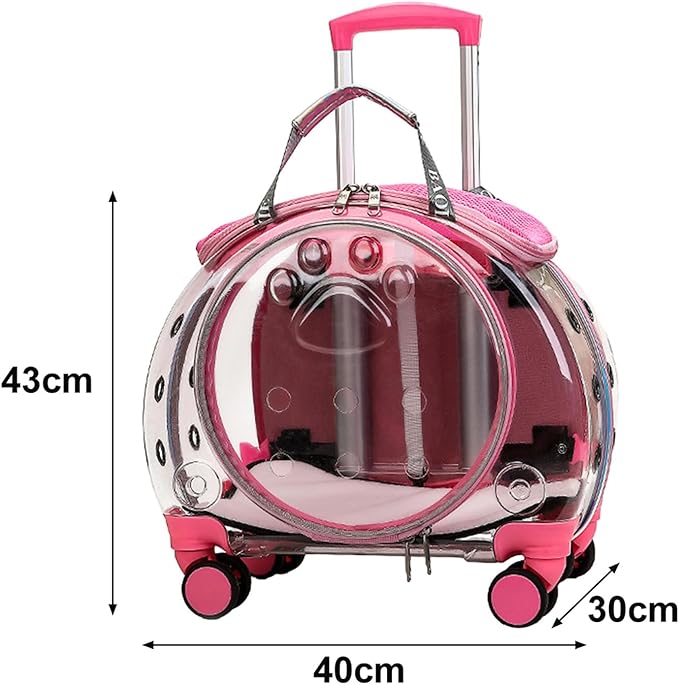 Rolling Cat Carrier,Clear Cat Carrier with Wheels,Pet Trolley Case Pet Backpack for Kitty Small Dog Sturdy and Breathable Design Portable Cats Dogs Backpack for Travel/Taking a Walk Black