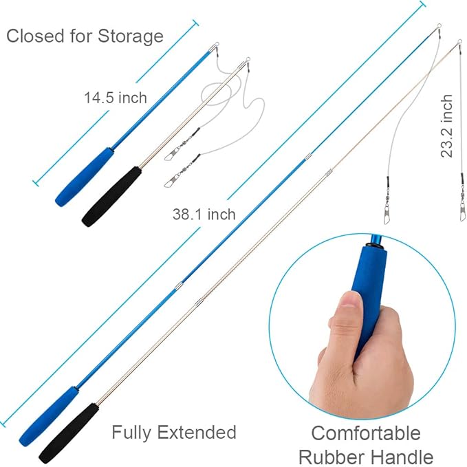 JIARON Cat Toys Feather Toy, 2PCS Retractable Wand and 10PCS Replacement Teaser with Bell Refills, Interactive Catcher and Funny Exercise for Kitten.