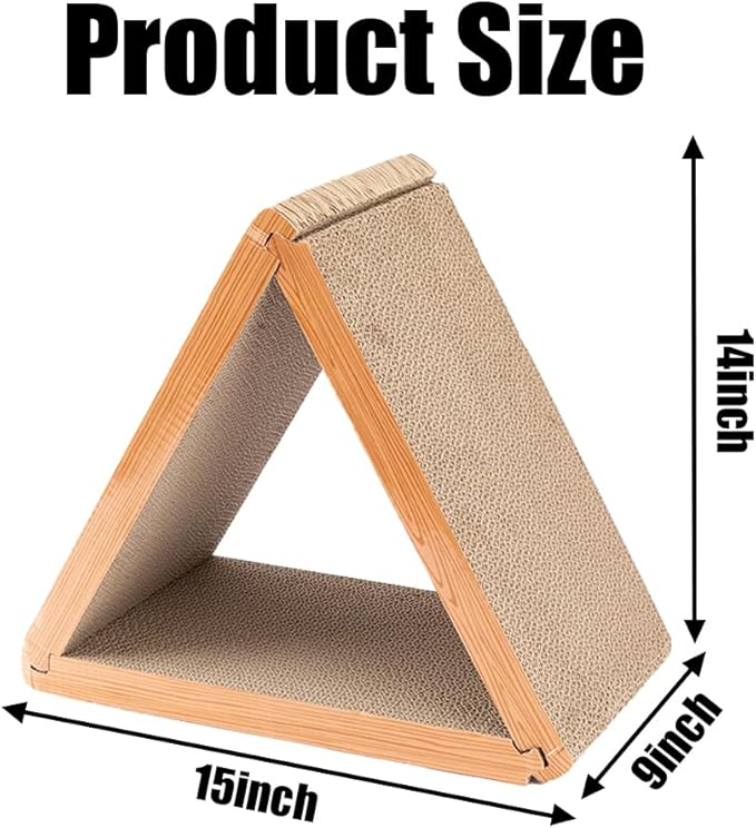3 Pack Cardboard Cat Scratcher Pad, 6-Sided Buildable Triangle Cat House, Durable Scratching Board Furniture Protector for Indoor Cats