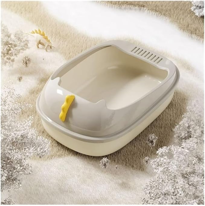 Pet Supplies, Durable Open Cat Litter Box with Scoop,Anti Splash Pet Tray(Gray)