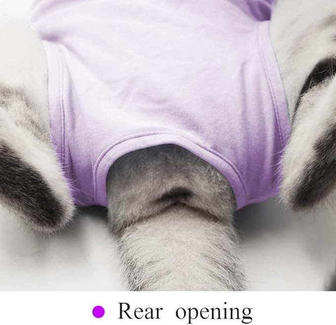 Yeapeeto Cat Professional Recovery Suit for Abdominal Wounds and Skin Diseases, E-Collar Alternative for Cats and Dogs, After Surgey Wear Anti Licking, Recommended by Vets（Purple,S