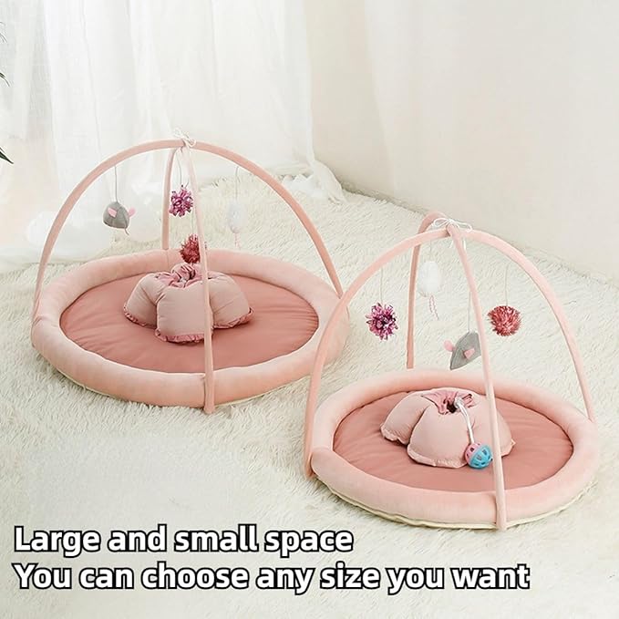 Cat Bed, Cat Tent Dog Bed for Indoor Cats Soft Breathable Available for All Seasons, Washable Pet Bed for Puppy and Cats with Non-Slip Bottom, Cute Cat Bed Easy Assemble (Pink,Large)