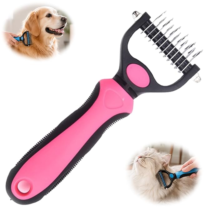 Vivanchor Pet Pro, Dual-Sided Pet Pro Grooming Tool, Cat Brush Rake and Long Haired Dog Brushes, Pets Knotter Dogs and Cats for Grooming Hair Pets Tools (Rose red A, 1PCS)