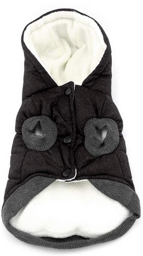 Dog Coat Dog Jacket Hoodie Cold Weather Coats Warm Coat Dog Clothes Winter Thick Clothes Dog Cozy Jacket for Small Dog Medium Cat (XL, B-Black)