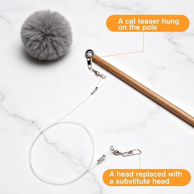 5 Pcs Replacement Strings for Cat Wand Toy, Nylon Cat String Elastic Paracord String Kitten Wand Toy Refill Wires with Lobster Clasps for All Lures,22 Inch