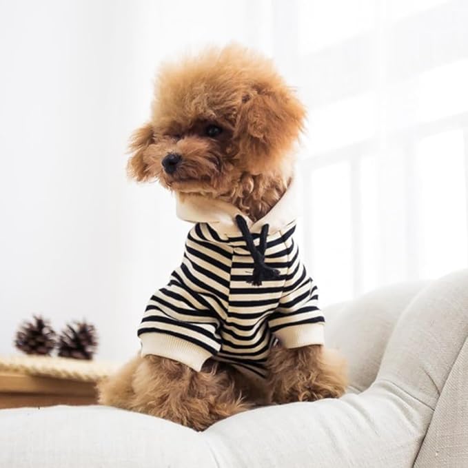 Matching Dog and Owner Clothes Separately Sold,Striped Mom Dad Dog Hoodie for Small Dogs Cats,Puppy Sweatshirt Fall Winter(Black,Pet XS)