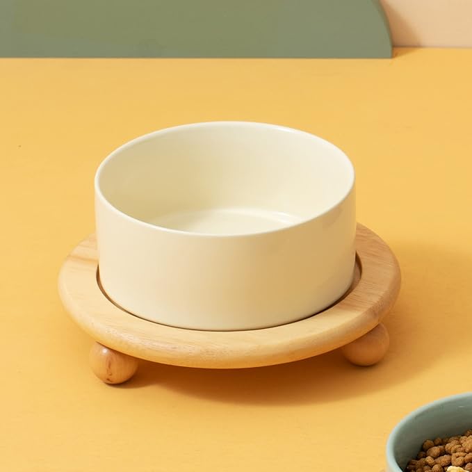 Havniva Raised Cat Bowls Water Bowl 5.1” Elevated Ceramic Cat Food and Water Bowl Whisker Friendly Pet Food Bowls for Indoor Cats, Wide Cat Water Dish Prevent Whisker Fatigue Non Slip Cat Feeder